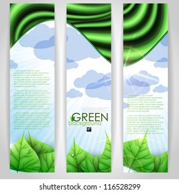 Eco green background with leaves. Vector illustration. Eps 10.