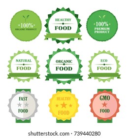 Eco green badges vector illustration set.