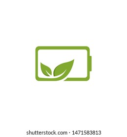 Eco green Battery logo vector icon illustration in flat design 