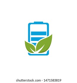 Eco green Battery logo vector icon illustration in flat design 