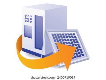 Eco green battery solar panel electricity illustration concept