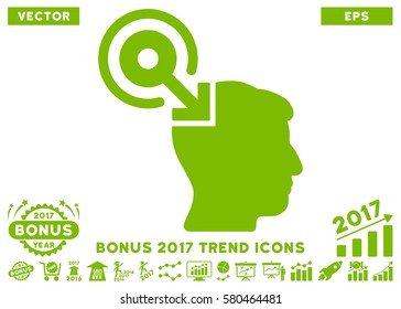 Eco Green Brain Interface Plug-In pictogram with bonus 2017 trend pictograms. Vector illustration style is flat iconic symbols, white background.