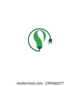 Eco green bulb electrical template design vector