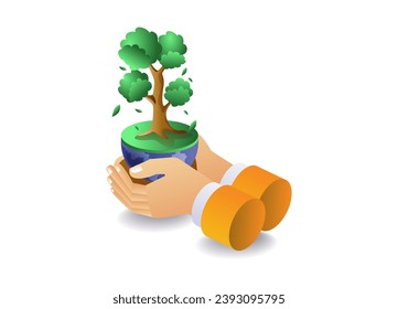 Eco green campaign to plant trees concept illustration