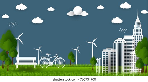 Green Eco City On Natural Backgroundecology Stock Vector (Royalty Free ...