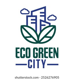 eco green city flat minimalist logo design