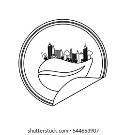 Eco green city icon vector illustration graphic design