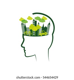 Eco green city icon vector illustration graphic design
