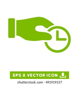 Eco Green Clock Properties EPS vector pictograph. Illustration style is flat iconic symbol on a white background.