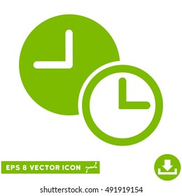 Eco Green Clocks EPS vector pictograph. Illustration style is flat iconic symbol on a white background.