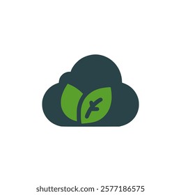 eco green cloud computer data logo vector illustration template design