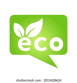 Eco green cloud speech bubble icon Bio nature green eco symbol for web and business