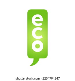 Eco green cloud speech bubble icon Bio nature green eco symbol for web and business