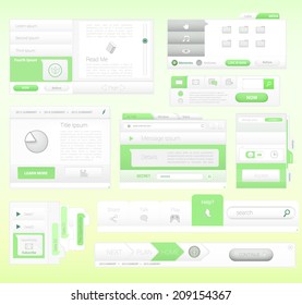 Eco green color concept for a flat responsive grid system vector layout elements for interactive navigation