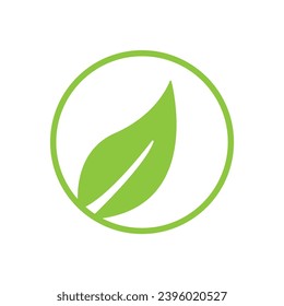 Eco green color leaf logo vector illustration. Leaves icon on white background. Bio plant and tree floral forest concept design.