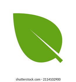 Icono plano del logotipo del vector de hoja de color verde ecológico. Forma de hoja aislada sobre fondo blanco. Diseño del concepto de planta de bio y bosque floral arbolado.