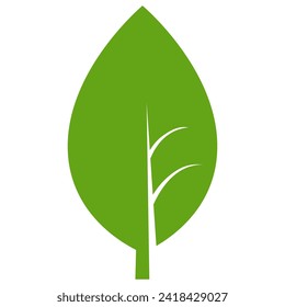 Juego de iconos planos del logotipo del vector de hoja de color verde ecológico. Formas de hojas aisladas sobre fondo blanco. Diseño del concepto de planta de bio y bosque floral arbolado.