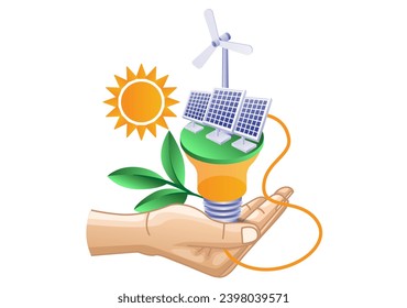 Ökokonzept: Solarpaneelen-Elektroenergie