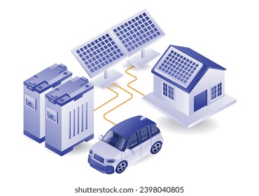 Concepto ecológico Gran batería de almacenamiento de energía en paneles solares para la vida en el hogar