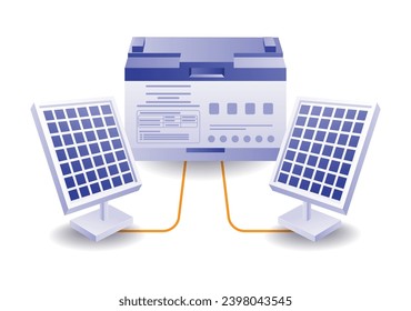 Eco green concept  solar panel battery natural electrical energy