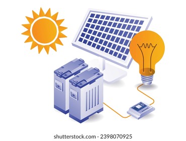 Eco green concept Solar panel energy storage battery