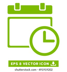 Eco Green Date and Time EPS vector pictograph. Illustration style is flat iconic symbol on a white background.