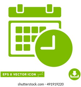 Eco Green Date and Time EPS vector pictogram. Illustration style is flat iconic symbol on a white background.