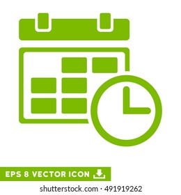 Eco Green Date and Time EPS vector icon. Illustration style is flat iconic symbol on a white background.