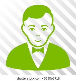 Eco Green Dealer interface icon. Vector pictogram style is a flat symbol on diagonally hatched transparent background.