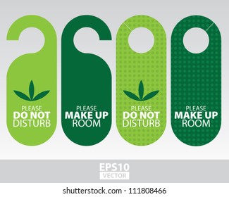 Eco Green Door Hangers for Eco Room in Hotel and Green Resort - EPS10 Vector