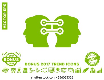 Eco Green Dual Heads Interface Connection pictogram with bonus 2017 year trend pictograms. Vector illustration style is flat iconic symbols, white background.