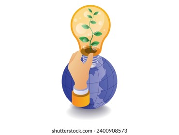 Eco green earth light bulb with plants