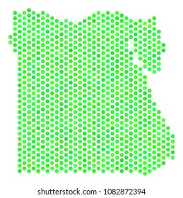 Eco green Egypt map. Vector hexagon territorial map in green color shades. Abstract Egypt map composition is made with hexagonal elements.