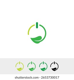 Eco Green Electric Plug Icon Símbolo de diseño de Vector con hoja