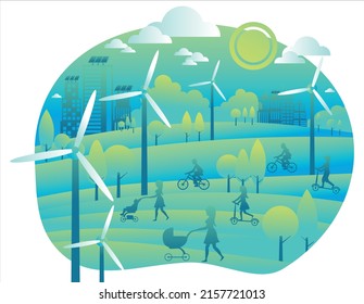 Eco and green energy concept. Colored vector illustration.