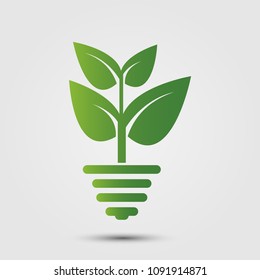 eco green energy concept,plant growing inside light bulb