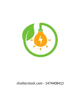 Eco green energy icons signs with bulb shape