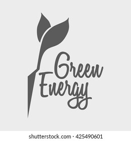 Eco green energy logo vector design template with leaf and flash