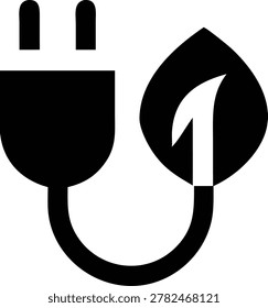 Eco green energy plug icon vector for sustainable power concept with electricity, sustainable