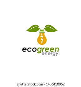 Eco green energy with using leaf and bulb lamp icon vector illustration