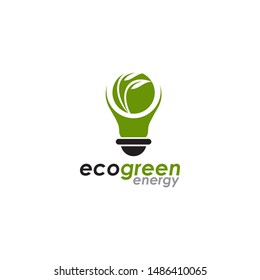Eco green energy with using leaf and bulb lamp icon vector illustration
