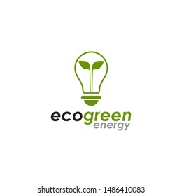 Eco green energy with using leaf and bulb lamp icon vector illustration