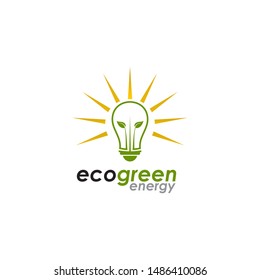 Eco green energy with using leaf and bulb lamp icon vector illustration