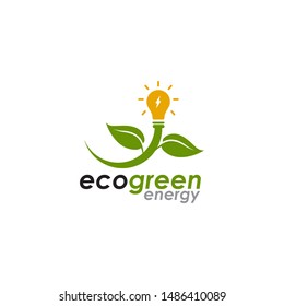 Eco green energy with using leaf and bulb lamp icon vector illustration