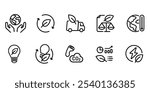 eco green environmental icon set collection stroke line simple symbol of carbon footprint law legal climate regulation energy transportation technology