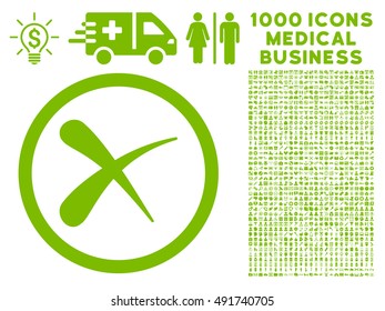 Eco Green Erase vector rounded icon. Image style is a flat icon symbol inside a circle, white background. Bonus clip art is 1000 medical business design elements.