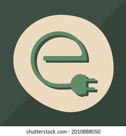 ECO Green EV Energy Charger with the letter E in middle. Logo Design Template concept with Car Charging Plug for Hybrid Electric Vehicle Ecological Friendly Automobiles. Power charging sign, vector