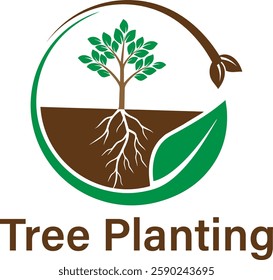Eco Green Farm Circle Logo tree planting
