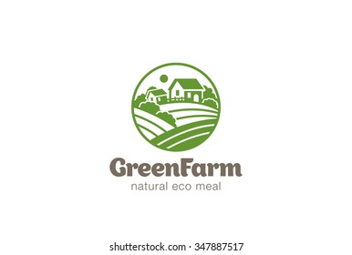 Eco Green Farm Circle Logo design vector template.
Natural Organic food Logotype concept icon.