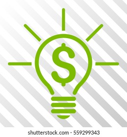 Eco Green Financial Idea Bulb interface toolbar pictogram. Vector pictogram style is a flat symbol on diagonal hatch transparent background.
